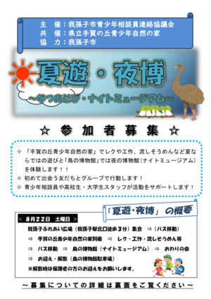 なつあそび・ナイトミュージアムチラシ(表)