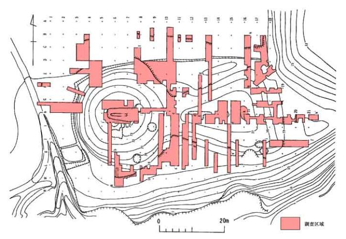 水神山古墳のトレンチ配置図
