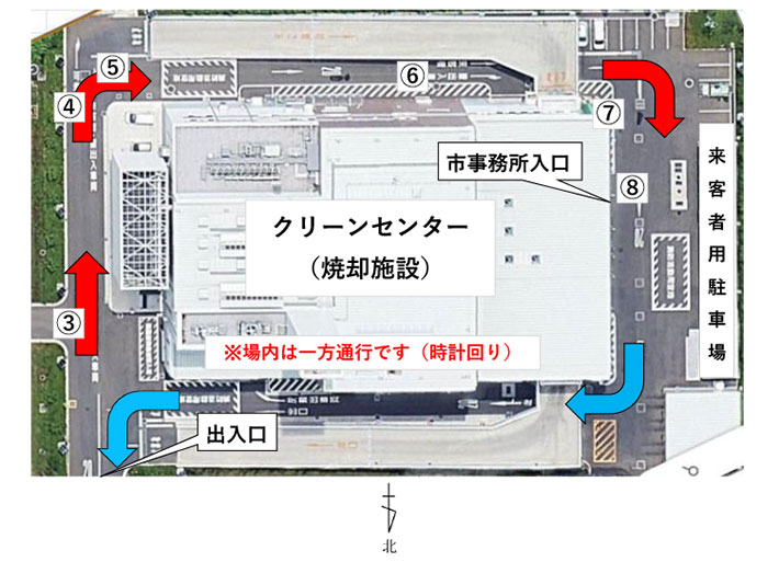 上空からの事務所入り口案内図