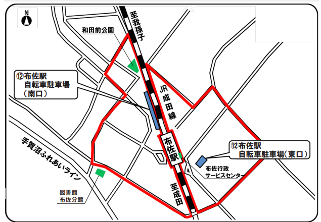布佐駅周辺の自転車駐車場