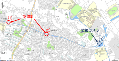 水位計と監視カメラの取付箇所図