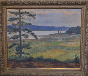手賀沼の風景を描いた油彩画の画像