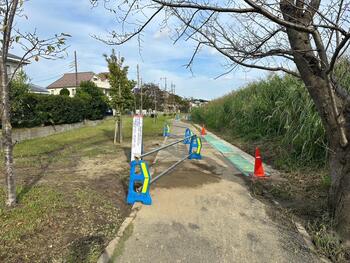 手賀沼遊歩道の規制の様子