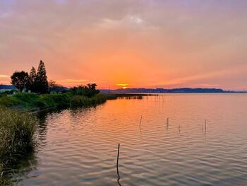 夕方の手賀沼の様子