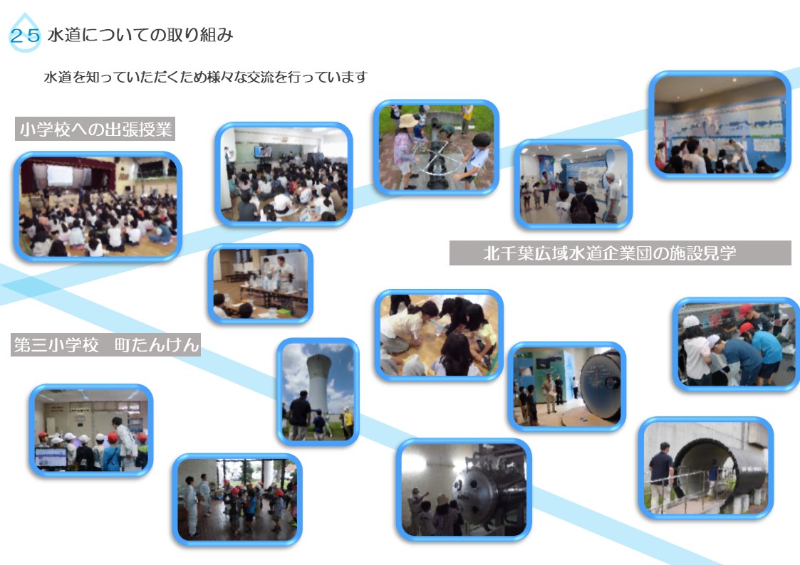 水道を知っていただくために出張授業や施設見学など様々な交流を行っています。の説明